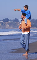 Child and Father on Beach